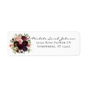 Burgundy & Blush Floral Adresse de retour