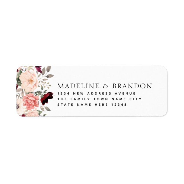 Burgundy Blush Floral Bride & Groom Adresse : (Devant)