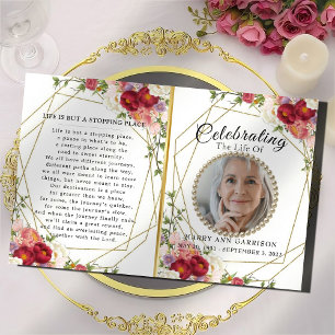 Burgundy Blush Floral Celebration of Life Program