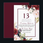 Burgundy Blush Floral Girls 13th Birthday Party Invitation<br><div class="desc">Burgundy Blush Floral Womans Mens 30th Birthday Invitation
See matching collection in Niche and nest store</div>