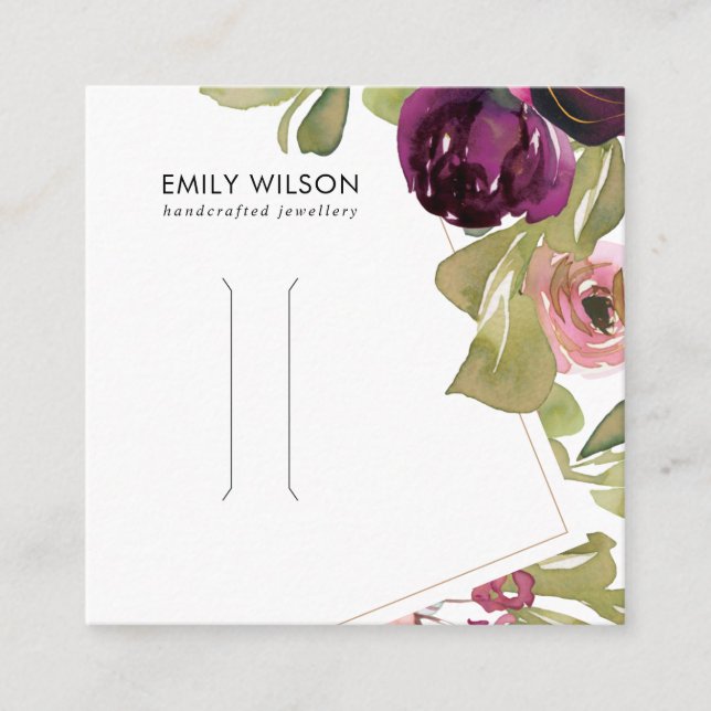 BURGUNDY BLUSH FLORAL HAIR CLIP DISPLAY CARD (Front)