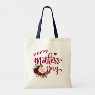 Burgundy Blush Floral Joyeux Sac fourre-tout de la