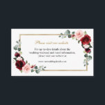 Burgundy Blush Floral Modern Geometric Website Enclosure Card<br><div class="desc">Elegant and modern romantic geometric watercolor floral folded wedding website details card features a bouquet of burgundy / marsala , blush pink, peach watercolor roses with matching foliage. Perfect for a fall / midsummer wedding. Please find more matching designs and variations from my "blissweddingpaperie" store. And feel free to contact...</div>