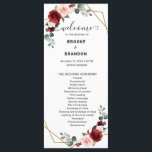Burgundy Blush Floral Modern Geometric Wedding Program<br><div class="desc">Elegant and modern romantic geometric watercolor floral wedding program card features a bouquet of burgundy / marsala , blush pink, Purple, peach watercolor roses with matching foliage. Perfect for a fall / midsummer wedding. Please find more matching designs and variations from my "blissweddingpaperie" store. And feel free to contact me...</div>