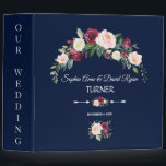 Burgundy Blush Floral Navy Blue Wedding Album Binder<br><div class="desc">Charming Burgundy,  Blush Marsala Floral card design. It features gorgeous Burgundy,  blush watercolour floral bouquet,  modern handwriting script,  unique floral arrows with hearts as divider,  all on a navy blue background. Use Customize tool to add your info. For matching items,  please,  visit my Burgundy Blush Bloom Floral Collection.</div>