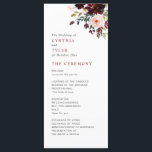 Burgundy & blush floral wedding program<br><div class="desc">This card features watercolor burgundy red and blush pink flowers. The text details and colours can be personalized.</div>