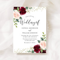Burgundy & Blush Flowers Glitter Wedding