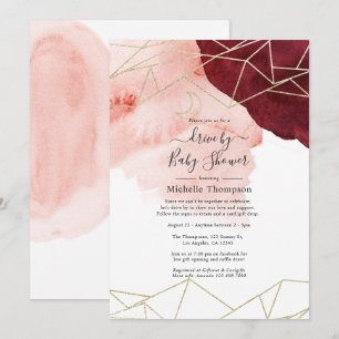 Burgundy Blush Geometric Drive By Shower Invitation