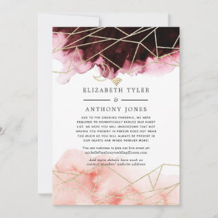 Burgundy & Blush Geometric Reduced Wedding Guests Announcement