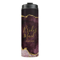 Burgundy Blush Gold Foil Agate Marble Bridesmaid