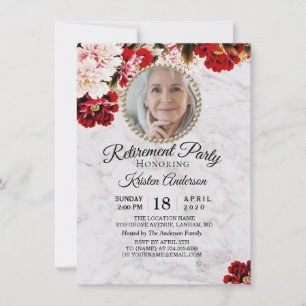 Burgundy Blush Marble Classy Retirement Party Invitation