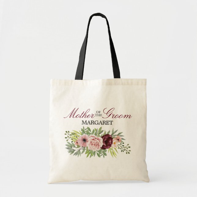 Burgundy Blush Mother of the Groom Tote Bag (Front)