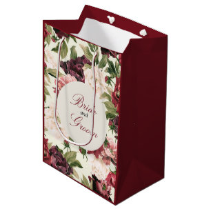 Burgundy & Blush Peony Bouquet Favor Bag 