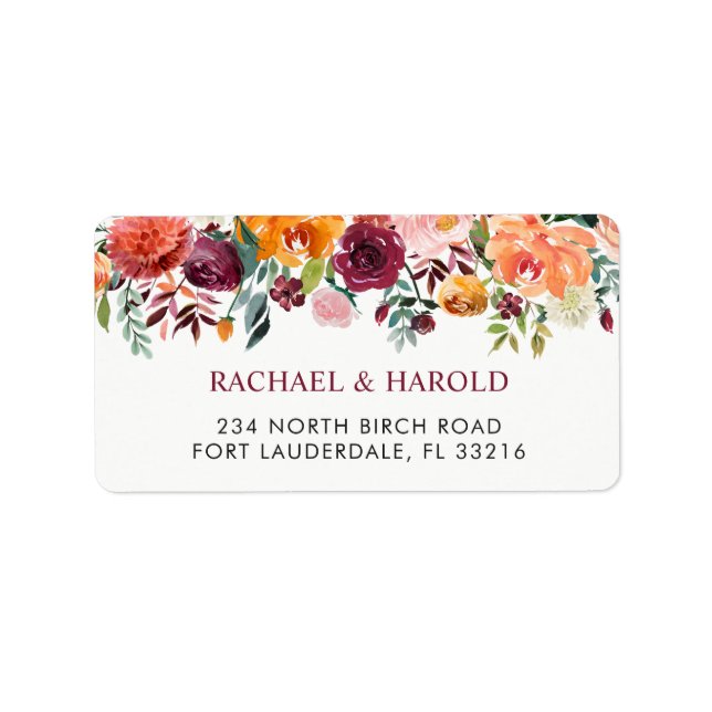Burgundy Blush Pink Botanical Floral Label (Front)