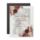 Burgundy Blush Pink Faded Photo Wedding Save Date