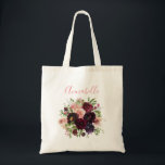 Burgundy & Blush Pink Floral Wedding Tote Bag<br><div class="desc">Give yourself,  yourself as bride,  and / or your bridesmaids a gift of a tote bag to carry all of their things on your special day.  Personalize with your and your bridesmaids' names.</div>