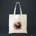 Burgundy & Blush Pink Floral Wedding Tote Bag<br><div class="desc">Give yourself,  yourself as bride,  and / or your bridesmaids a gift of a tote bag to carry all of their things on your special day.  Personalize with your and your bridesmaids' names.</div>