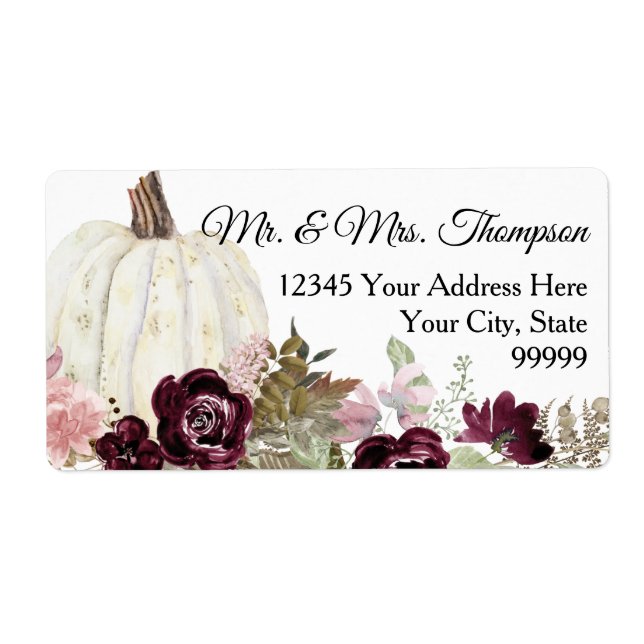 Burgundy Blush Pink Floral White Pumpkin Return (Front)