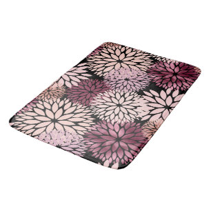 Burgundy Blush Pink Flowers Bath Mat
