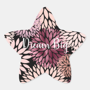 Burgundy Blush Pink Flowers Star Sticker