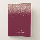 Burgundy Blush Pink Glitter Script Monogram Girly
