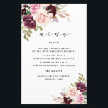 Burgundy Blush Pink Gold Floral Wedding Menu Cards<br><div class="desc">Design features elegant watercolor swag wreaths in shades of burgundy red, Marsala, light blush pink, peach, and more over greenery elements of eucalyptus and vintage gold leaves. You can move, add, delete text under the customize further tools if you would prefer to make your own text template with this graphic...</div>