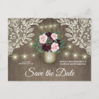 Burgundy Blush Pink Gold Wedding Save the Date