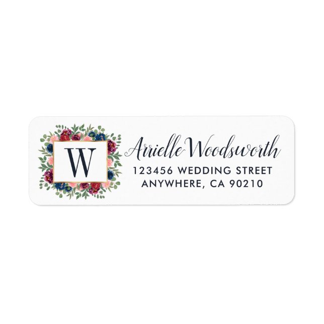 Burgundy Blush Pink Navy Blue Marsala Gold Wedding (Front)