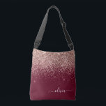 Burgundy Blush Pink Rose Gold Glitter Monogram Crossbody Bag<br><div class="desc">Rose Gold - Blush Pink and Burgundy anniversary,  baby shower or bachelorette party gift for someone that loves glam luxury and chic styles.</div>