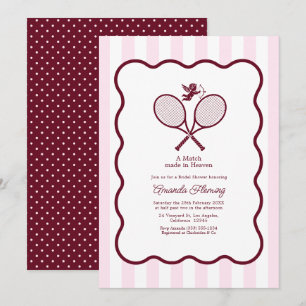 Burgundy & Blush Preppy Tennis Bridal Shower Invitation