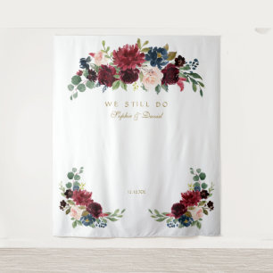Burgundy Blush Renew The Vows Photo Booth Backdrop Tapestry