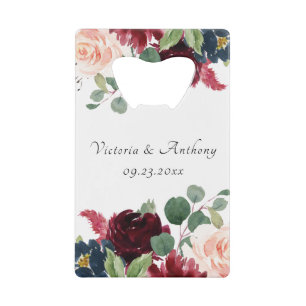 Burgundy Blush Rose Floral Élégant Mariage Script