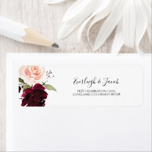 Burgundy Blush rose Floral Mariage Adresse de reto
