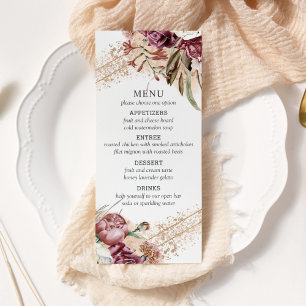 Burgundy, Blush & Rose Gold Elegant Boho Menu