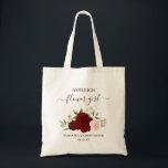 Burgundy Blush Roses Elegant Flower Girl Wedding Tote Bag<br><div class="desc">These beautiful tote bags are a wonderful way to thank your flower girls for being part of your wedding party. They feature a lovely boho chic floral design with a cluster of hand painted watercolor roses in shades of burgundy, red, and blush pink, surrounded by sprigs of eucalyptus leaves and...</div>