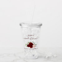 Burgundy Blush Roses Elegant Maid of Honour Weddin