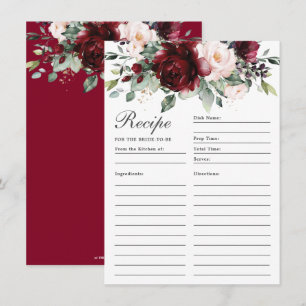 Burgundy Blush Roses Floral Recipe For Bride Card