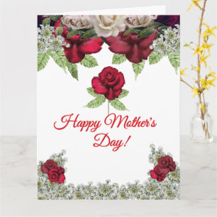 Burgundy Blush Roses Greenery Mother's Day  Card