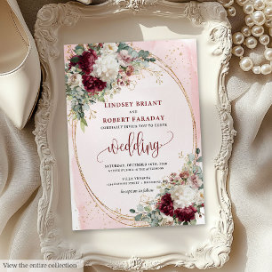Burgundy Blush Stylish Wedding Invitation Template