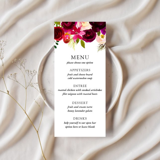 Burgundy & Blush Wedding Menu (Creator Uploaded)