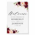 Burgundy & blush welcome wedding sign