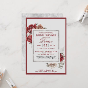 Burgundy, Blush, White Roses Engagement Party Invitation