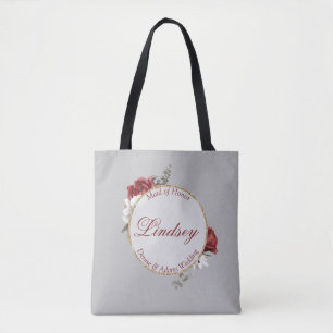 Burgundy Blush & White Roses Maid of Honour  Tote Bag