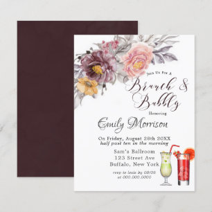 Burgundy Blush Yellow Peonies Brunch & Bubbly  Invitation