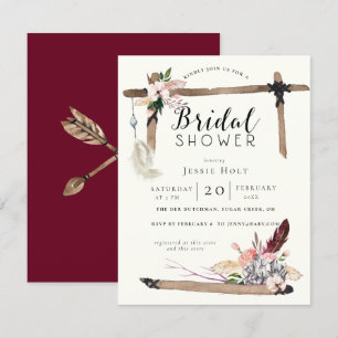 Burgundy Boho Bridal Shower Invitation