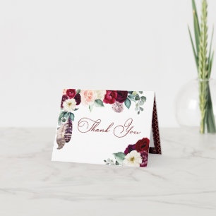 Burgundy Boho Dreamcatcher Thank You Card