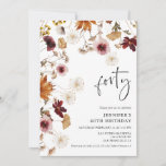 Burgundy Boho Fall Floral 40th Birthday Invitation<br><div class="desc">Embrace autumn and the rustic elegance of its florals,  with these 40th Birthday Party invites. Make your milestone memorable and set the perfect tone for celebrating your 40th birthday. Matching items in our store Cava party design</div>
