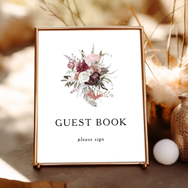 Burgundy Boho Floral Livre d'or (Créateur téléchargé)
