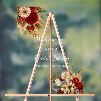 Burgundy Boho Floral welcome Bridal shower sign