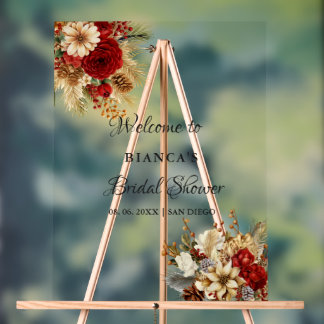 Burgundy Boho Floral welcome Bridal shower sign